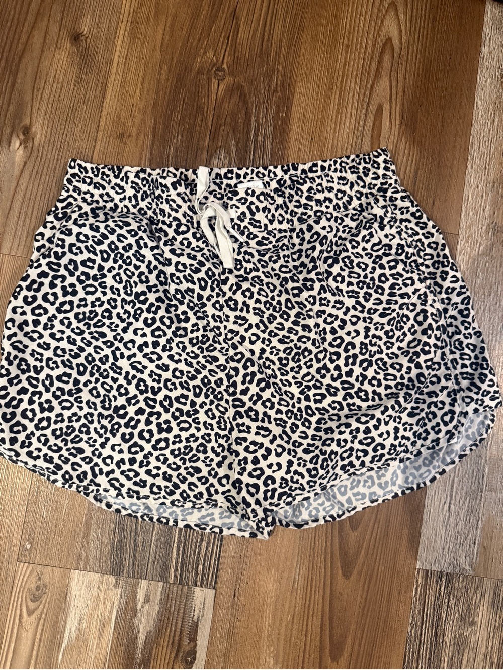 BuffBunny White and Black Leopard Print Athletic Shorts